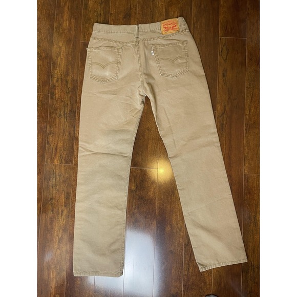 Levis 514 Jeans Mens 34x34 Khaki Tan Straight Fit Straight Leg Five Pocket Denim - Picture 7 of 9